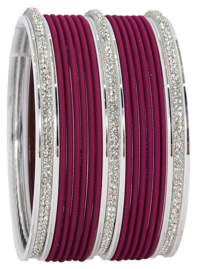 LAVAZZA Stylish AD Diamond Stone Bangles Set For Women and Girls | Stylish Plain Finish | Women's Bangle Bracelet | Indian Fashion Jewellery | Daily use/Party/Wedding- Pack of 42-(FMS2-Wine-2.6) - Image 4