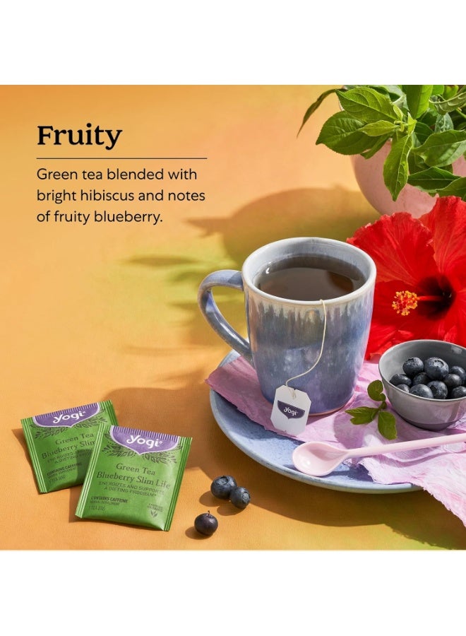 YOGI Green Tea Blueberry Slim Life Tea 16 Tea Bags Organic Tea To Support Stamina & Energy Includes Green Tea Leaf Blueberry Leaf Hibiscus Flower Blueberries & More 32 G - Image 4