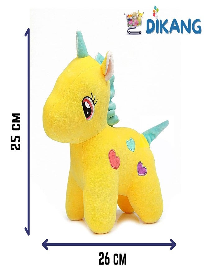 DIKANG Soft Toys for Kids | Plush Toys for Baby Boys & Girls (25CM, Yellow Unicorn) - Image 2