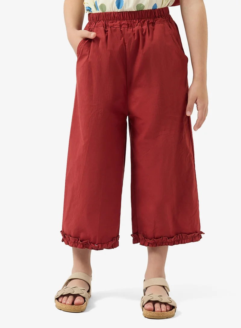 Pinata  Bow Detail Dot Top and Burgundy Pants Set for Women | Best Price UAE