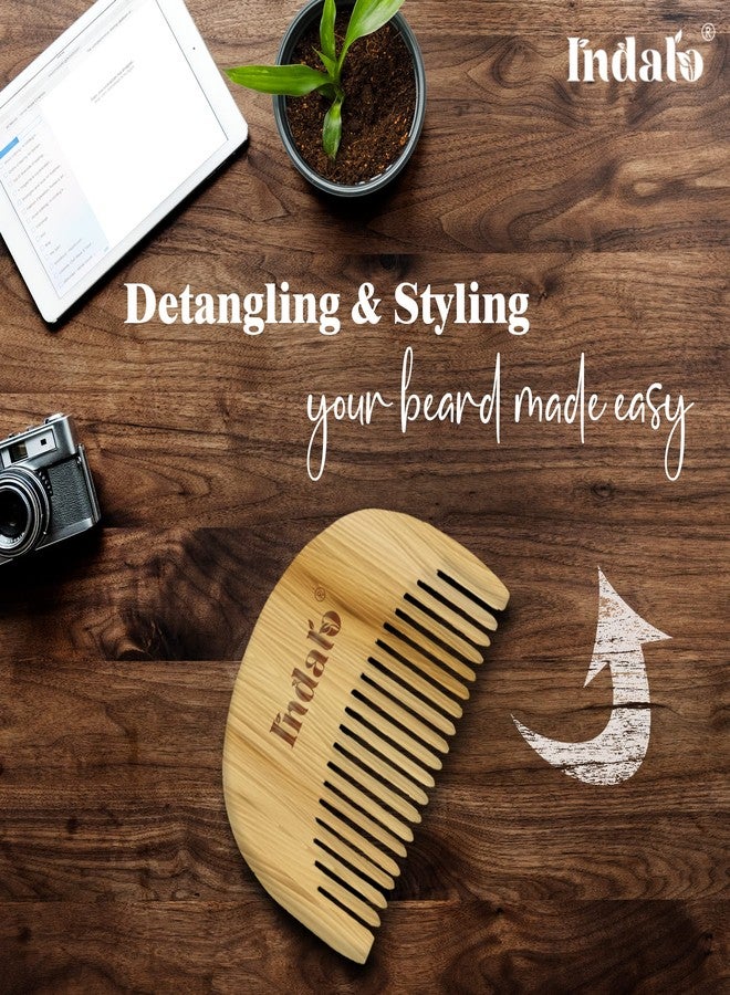 Indalo Pure Neem Wood Beard Comb with Wide Tooth for Effective Grooming and Styling | Pocket Size Beard Comb | Non-Toxic, & Eco-Friendly - Image 2