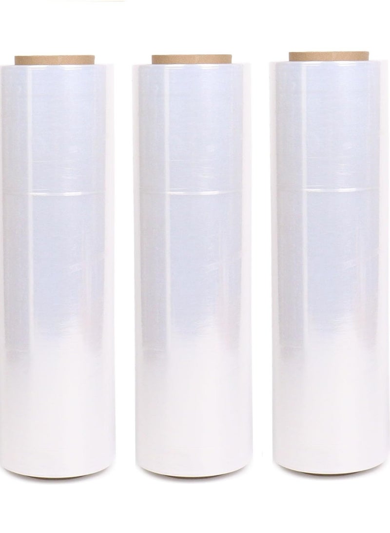 vsell24 Set of 3PC 2KG (400-Core) Clear Stretch Film Multi-Use, Strong Pallet Wrap, Tear-Resistant, Water and Moisture Proof, Heavy Duty Shrink Wrap, Durable Self-Adhering Cling Film - Image 1