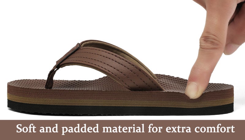 INMINPIN Kids Boys Girls Flip Flops Comfort Quick-Dry Beach Pool Aqua Thong Sandals(Little Kid/Big Kid),Brown,13 little kid - Image 3
