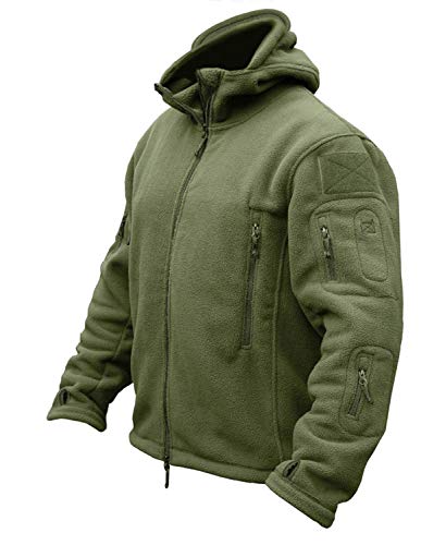 CRYSULLY Men's Tactical Front Zip Fleece Lining Hunting Mountaineering Jackets Windbreaker Coat Army Green - Image 1