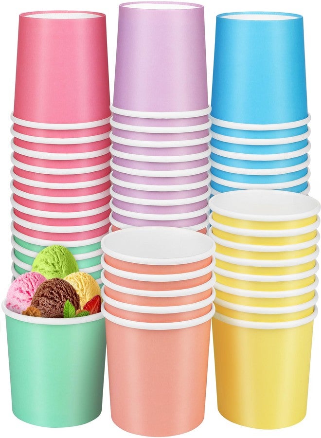 Aodaer 60 Pack Paper Ice Cream Cups 8 oz Paper Snack Ice Cream Bowls Disposable Dessert Bowls for Hot or Cold Food Party Supplies Treat Cups for Sundae, Frozen Yogurt, Soup, 6 Colors - Image 1