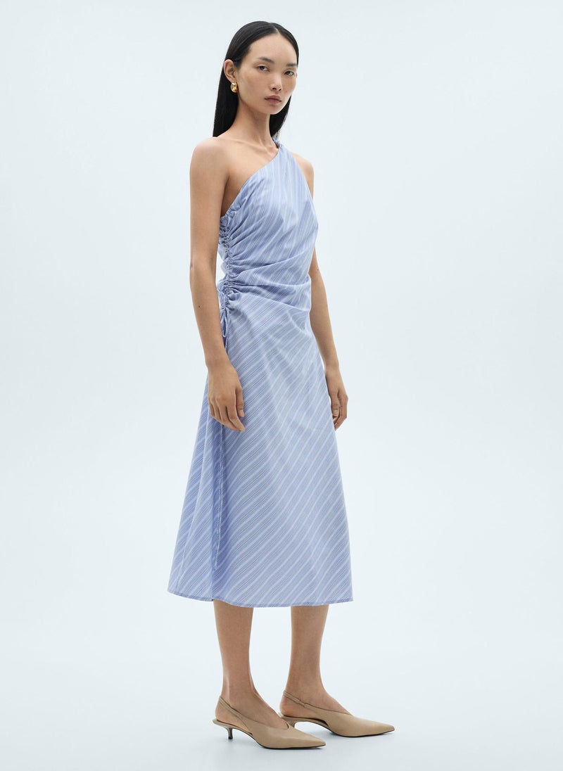 MANGO - Striped Draped Asymmetrical Dress - Image 1