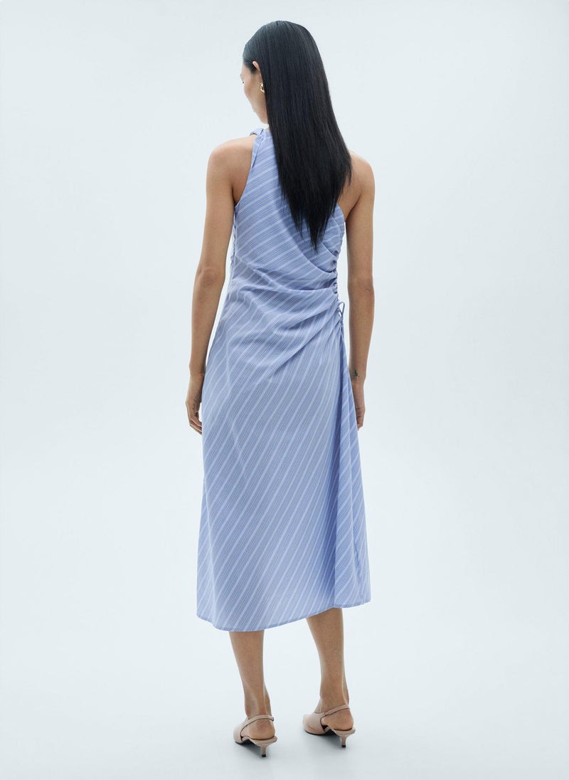 MANGO - Striped Draped Asymmetrical Dress - Image 1