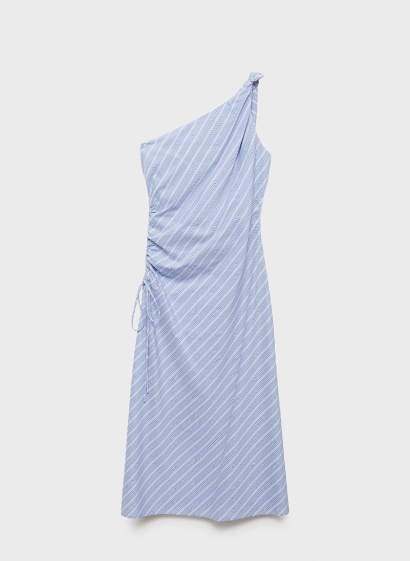 MANGO - Striped Draped Asymmetrical Dress - Image 1
