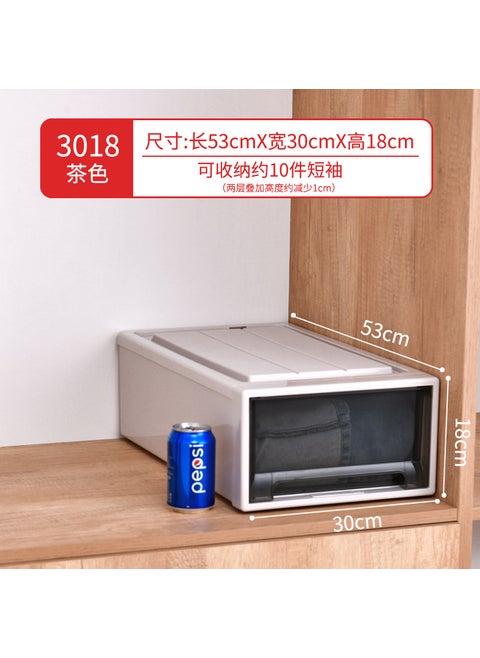 Drawer Type Storage Box Plastic Transparent Wardrobe Clothes Organizer Clothes Storage Box Cabinet Storage Cabinet Storage Box [Brown] 3018 export deep 53 wide 30 high 18cm [Brown] 3018 export deep 53 wide 30 high 18cm