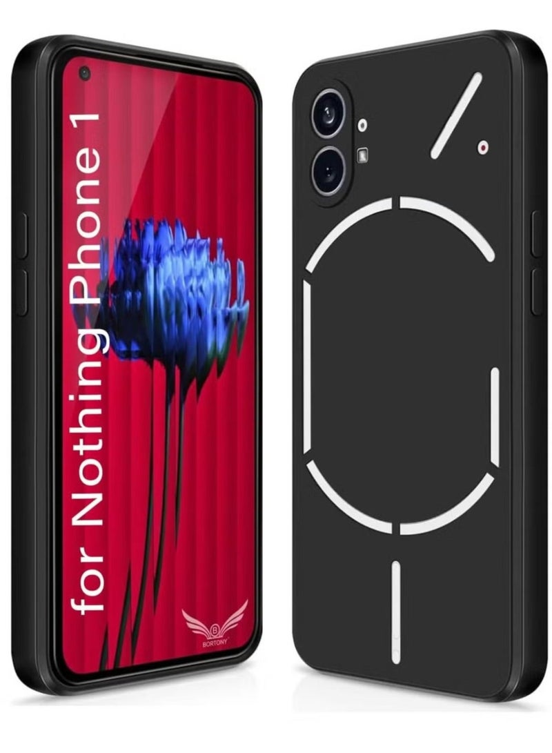 راكسوم جراب سيليكون سائل مقاوم للصدمات لهاتف Nothing Phone 1 (6.55 بوصة)، غطاء حماية مرن ومضاد للخدش بتصميم نحيف وناعم الملمس، متوافق مع الشحن اللاسلكي، ومتين ومقاوم للخدش باللون الأسود - Image 1