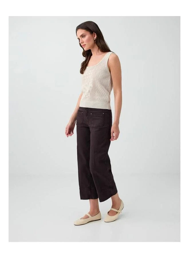 Jimmy Key Bitter Coffee Pocket Detailed Regular Waist Denim Pants.