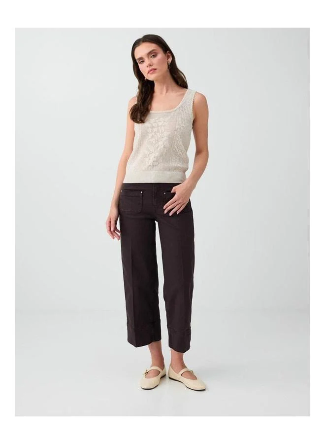 Jimmy Key Bitter Coffee Pocket Detailed Regular Waist Denim Pants.