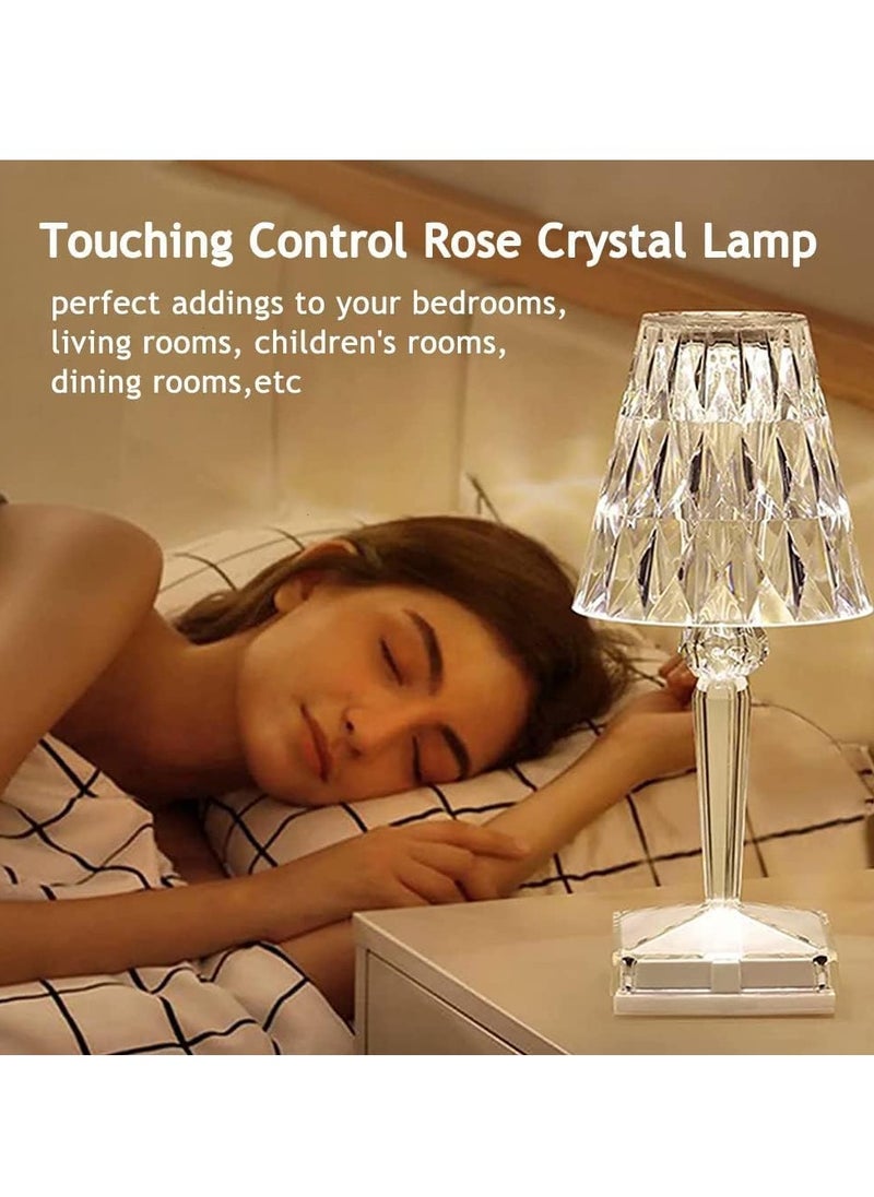Houmt HOUMT Crystal Table Lamp Touch Control Desk Lamp, [2000mAh] Rechargeable LED Diamond Table Lamps with 3 Color Changing Light, Remote Control Acrylic Cordless Table Lamp Small Lamp for Room Bedroom  - Image 2