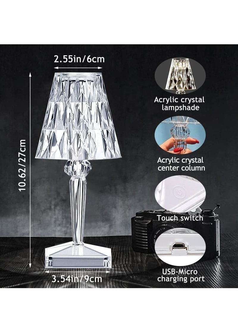 Houmt HOUMT Crystal Table Lamp Touch Control Desk Lamp, [2000mAh] Rechargeable LED Diamond Table Lamps with 3 Color Changing Light, Remote Control Acrylic Cordless Table Lamp Small Lamp for Room Bedroom  - Image 3