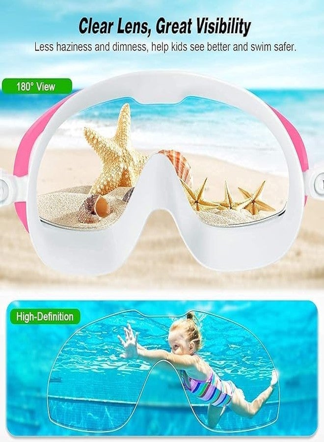 VALUEVIBES نظارات سباحة للأطفال من فاليو فايبز مع سدادات أذن - نظارات سباحة بإطار كبير مانعة للتسرب مع حماية من الضباب والأشعة فوق البنفسجية للأولاد والبنات من سن 3 إلى 16 عامًا | حزام قابل للتعديل (أزرق وأبيض (معبأ في علبة)) - Image 3