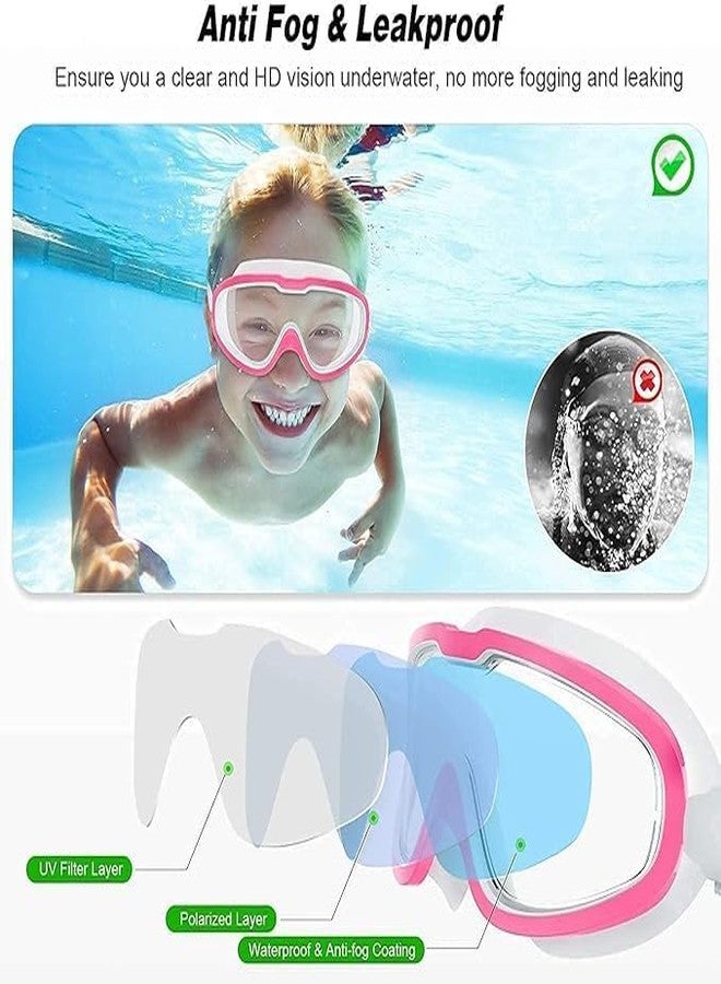 VALUEVIBES نظارات سباحة للأطفال من فاليو فايبز مع سدادات أذن - نظارات سباحة بإطار كبير مانعة للتسرب مع حماية من الضباب والأشعة فوق البنفسجية للأولاد والبنات من سن 3 إلى 16 عامًا | حزام قابل للتعديل (أزرق وأبيض (معبأ في علبة)) - Image 2
