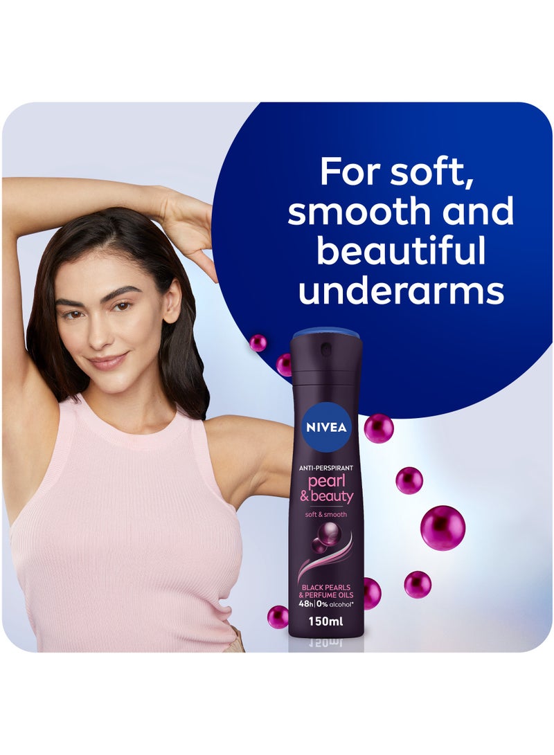 Nivea Beauty Antiperspirant For Women Black Pearl And Perfume Oils Spray 150ml - Image 2