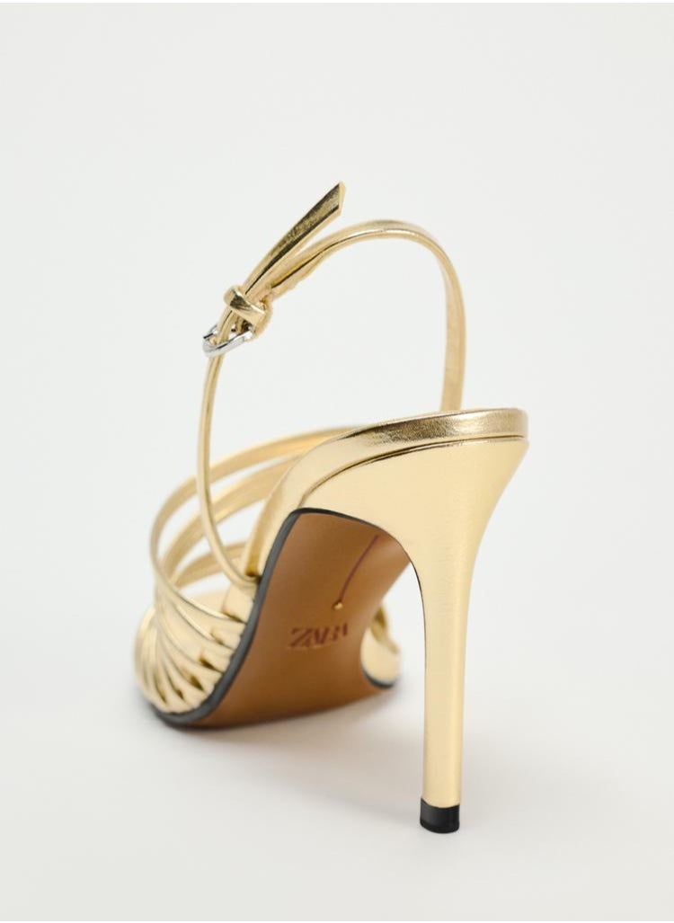 Zara Metallic strappy sandals  - Image 4
