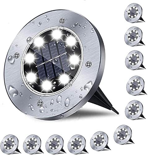 Rayolon Solar Ground Lights, Waterproof Solar Garden Light, Upgraded Outdoor Garden Waterproof Bright in-Ground Light, Landscape Lights for Pathway,Yard,Deck,Lawn,Patio,Walkway (12 Pack White Light) - Image 1