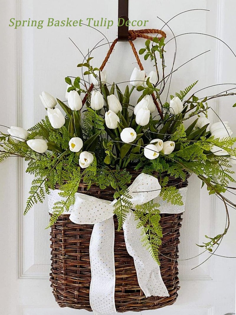 Beferr White Tulips Artificial Flowers 18Pcs Faux Silk Tulip Real Touch Tulip Fake Flowers Bouquets Arrangements for Mother's Day Easter Spring Flowers Gifts Home Table Decor - Image 3