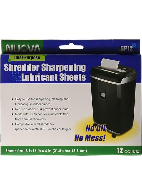 Sp12 Shredder Sharpening And Lubricant Sheets 12 Count