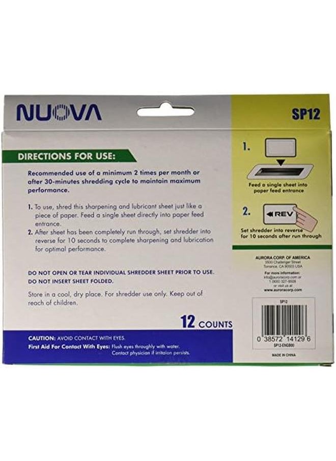 Sp12 Shredder Sharpening And Lubricant Sheets 12 Count