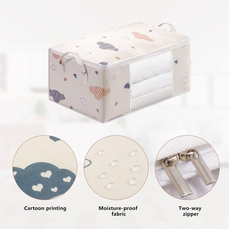 HOMENITY Folding Storage Bag Clothes Organizer Bag Clothes Storage Bins Box Reinforced Handles Clear Window for Bedding Blanket - Image 3