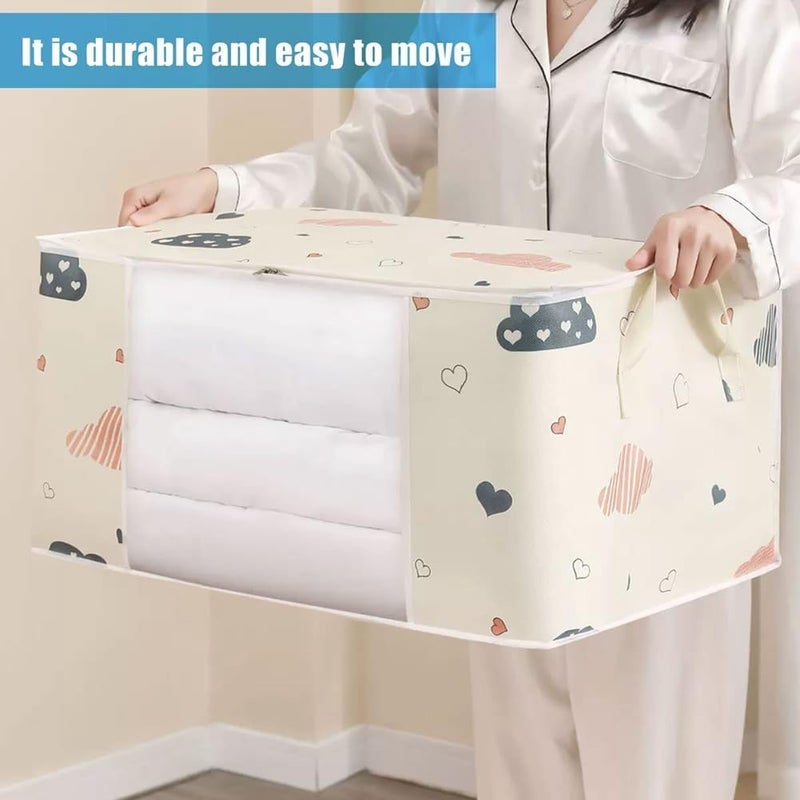 HOMENITY Folding Storage Bag Clothes Organizer Bag Clothes Storage Bins Box Reinforced Handles Clear Window for Bedding Blanket - Image 2