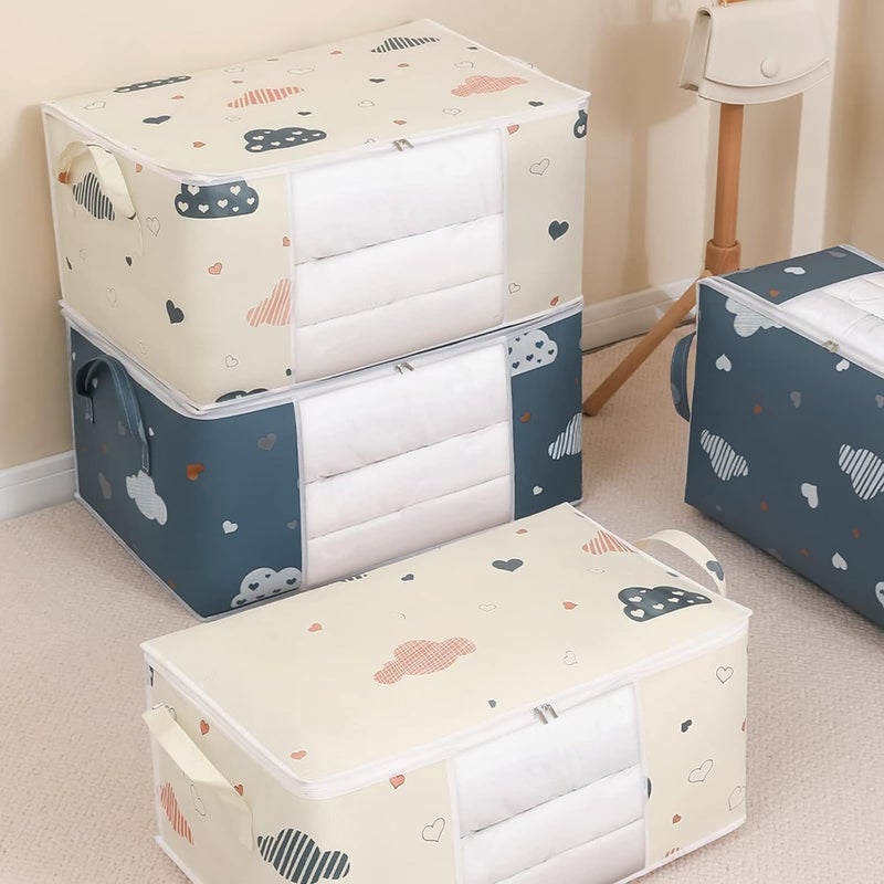 HOMENITY Folding Storage Bag Clothes Organizer Bag Clothes Storage Bins Box Reinforced Handles Clear Window for Bedding Blanket - Image 5