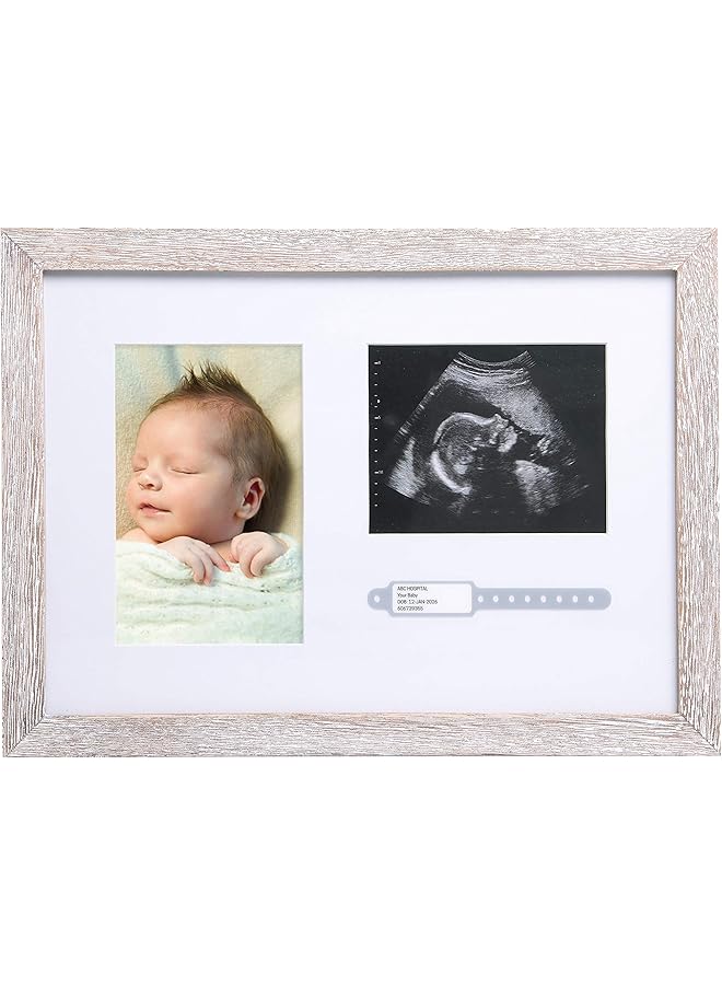pearhead Bracelet Id Photo And Sonogram Frame Baby Ultrasound Photo Frame Rustic - Image 1