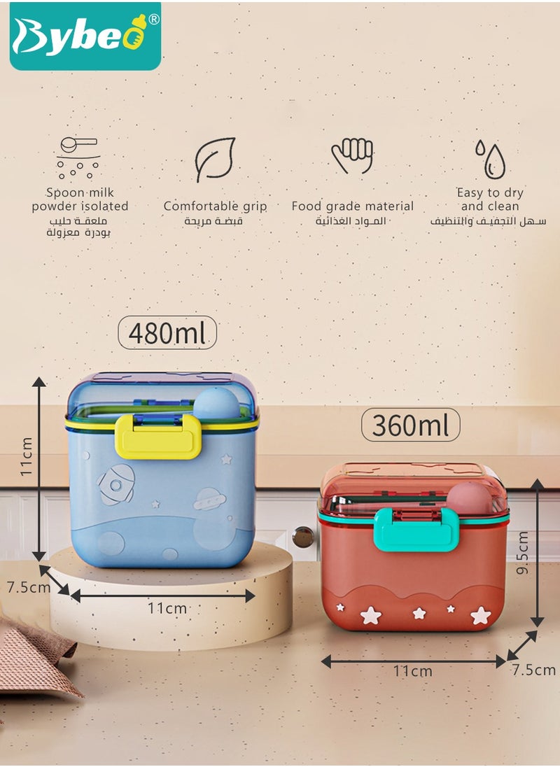 Bybeo - 2PCS Baby Formula Dispenser Container, Baby Milk Powder Container, Food Candy Fruit Snack Storage Container with Scoop and Visual scale, BPA Free - Image 1