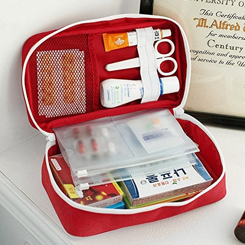 Inditradition Emergency First Aid Kit Pouch (Empty) | Multi-Layer Travel Medicine Pouch, 23x13 CM (Red) - Image 2
