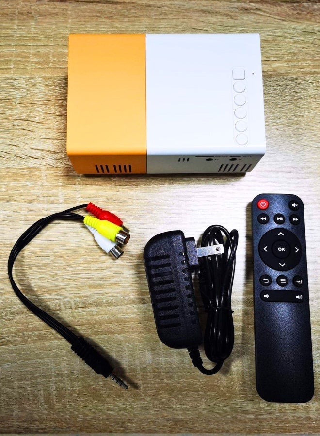 Yellow & White Portable Mini Projector – HD Support Home Theater Movie Projector	Compact Pocket Cinema for Kids, Gaming & Outdoor Entertainment with HDMI, USB & AV Support - Image 3