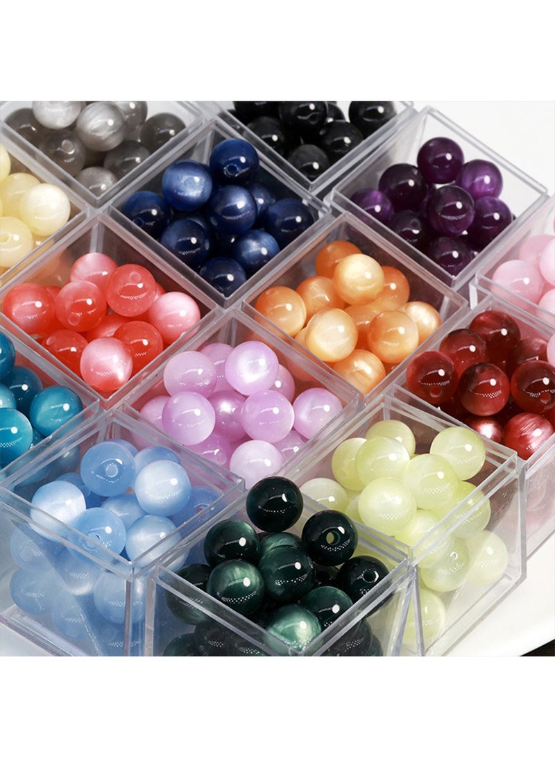 l&wen Cat's Eye Bracelet Beads, Round Beads Jewelry Necklace Earrings Making and Crafts for Girls 8mm 30Pcs  - Image 2