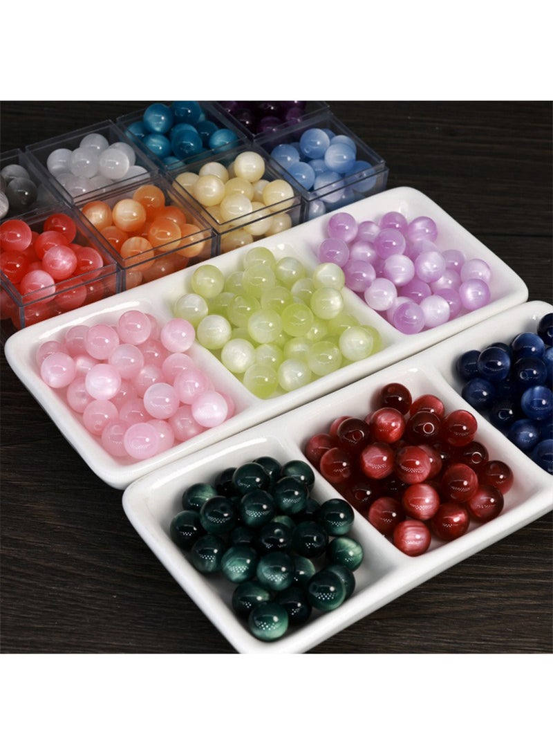 l&wen Cat's Eye Bracelet Beads, Round Beads Jewelry Necklace Earrings Making and Crafts for Girls 8mm 30Pcs  - Image 3