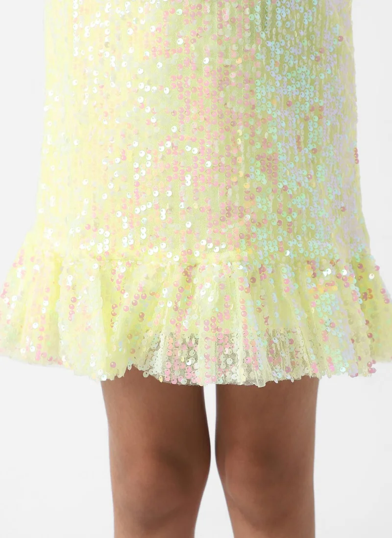 Nautinati Sequin Ruffle Hem Dress