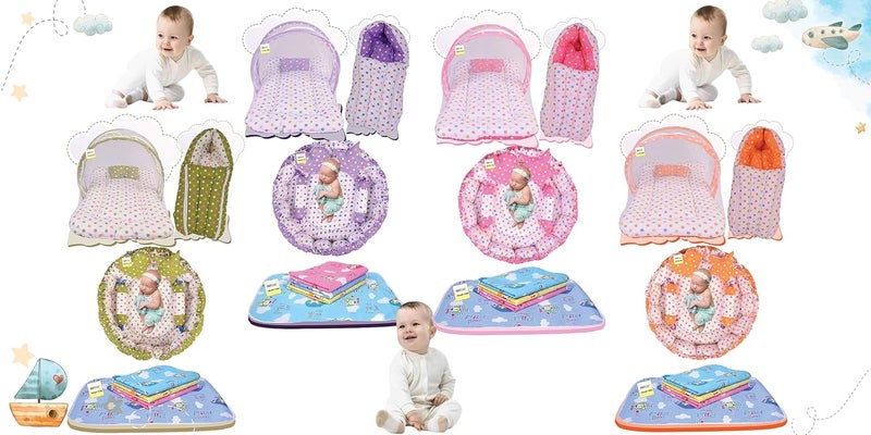 Kwitchy Baby Bed New Born Baby Bedding Set Sleeping Bag Mattress Carry Bags Nest Bed Nappy Changing Sheets Net Bed Combo Set Gift Pack Essentials 06 Months Orange - Image 4