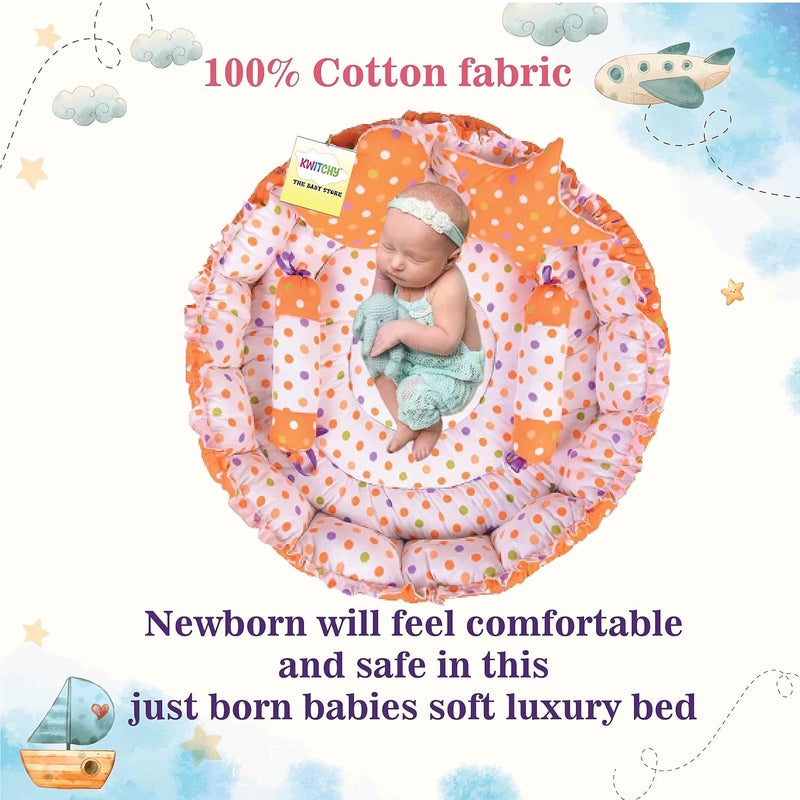 Kwitchy Baby Bed New Born Baby Bedding Set Sleeping Bag Mattress Carry Bags Nest Bed Nappy Changing Sheets Net Bed Combo Set Gift Pack Essentials 06 Months Orange - Image 5