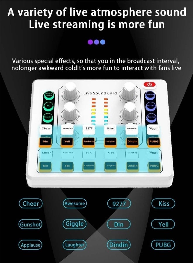 dida-cosmos M8 Sound Card Set DSP Chip Twelve Ambient Sounds Four Kinds Of Sound Changes Live Broadcast DJ Mixer Music Recording Guitars TikTok Facebook YouTube USB Bluetooth - Image 3