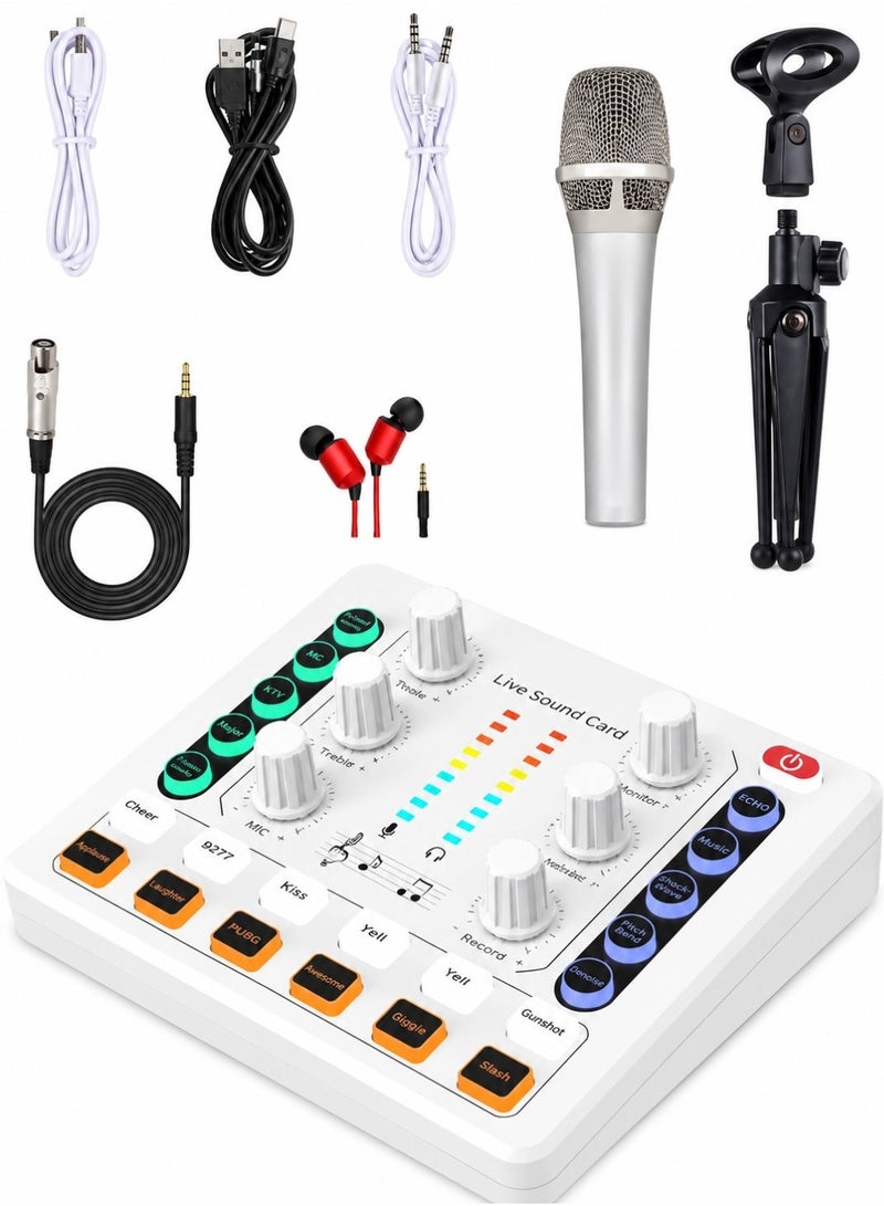 dida-cosmos M8 Sound Card Set DSP Chip Twelve Ambient Sounds Four Kinds Of Sound Changes Live Broadcast DJ Mixer Music Recording Guitars TikTok Facebook YouTube USB Bluetooth - Image 1