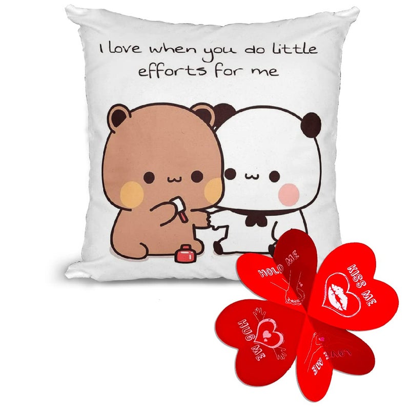 KivStar KivStar Peach and Goma Mochi Cat Pillow CushionGifts for him BoyfriendGirlfriendValentines Gift for GirlfriendValentine Pillow for Couple Peach Goma Pillow with Card Design 241  - Image 1
