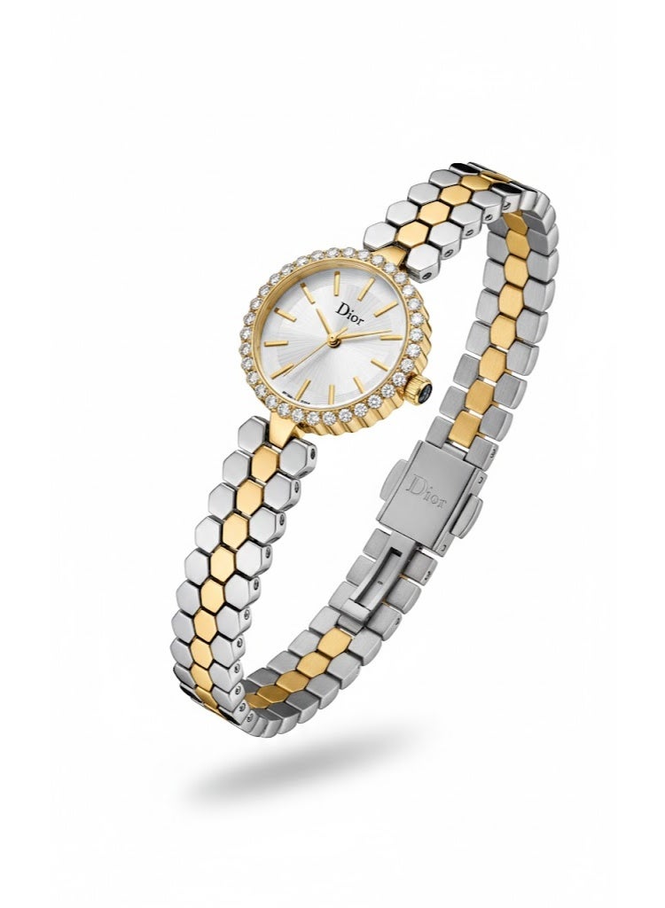 Dior Women’s Two-Tone Stainless Steel Bracelet Watch with White Dial and Crystal Bezel