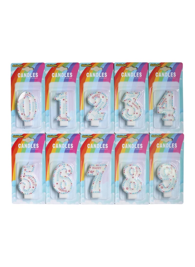 Goldedge Goldedge Number 9 Happy Birthday Numerical Cake Topper Decoration Party Wedding Anniversary Candle (WHITE)  - Image 2