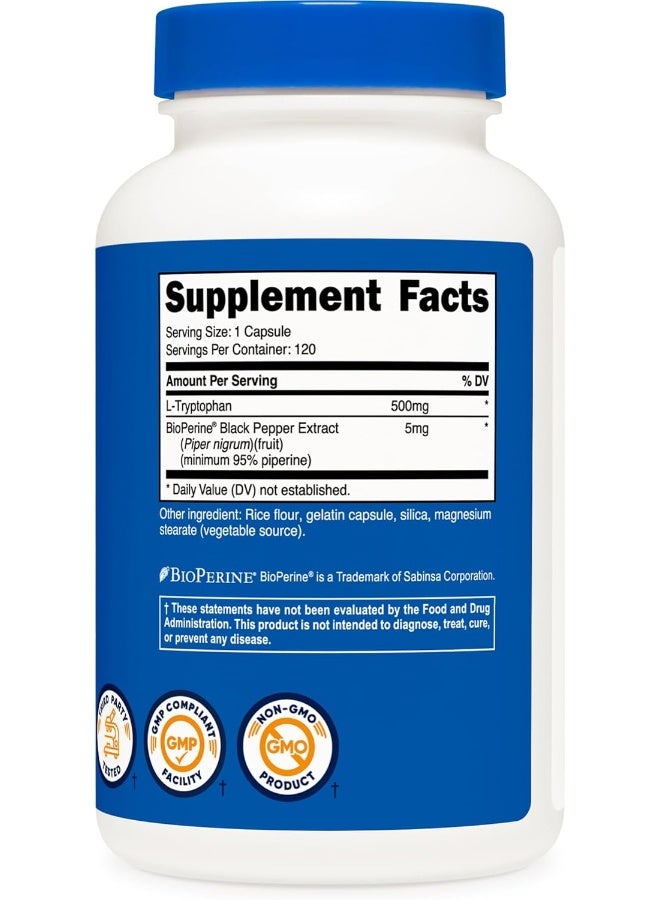 Nutricost L-Tryptophan 500Mg, 120 Capsules - Image 5