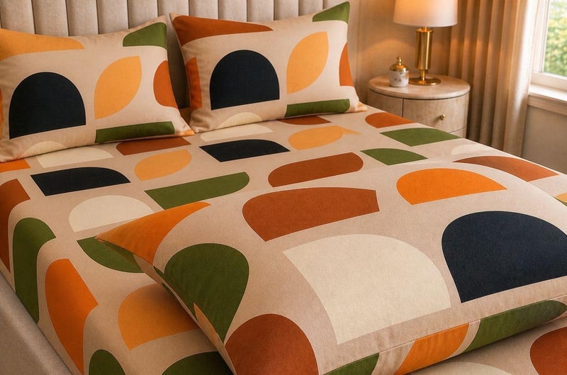 Castiqa Elastic Fitted Supersoft Premium Brushed Cotton 200TC Double Bedsheets King Size 78x72 Inch with 2 Pillow Covers (Fits Upto Mattress of 10 Inches) (Orange) - Image 5