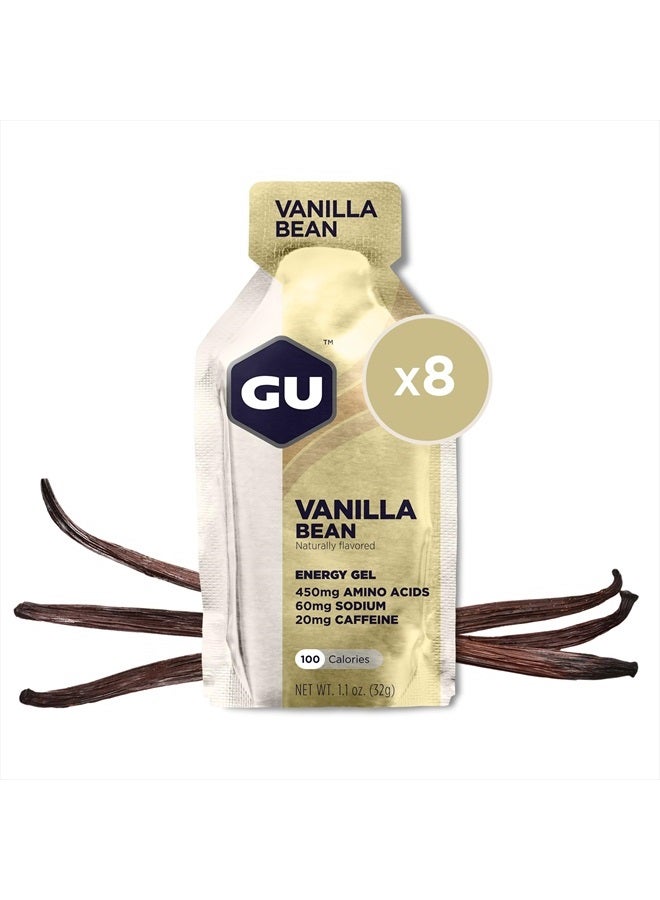 GU Energy Original Sports Nutrition Energy Gel, Vegan, Gluten-Free, Kosher, and Dairy-Free On-the-Go Energy for Any Workout, 8-Count, Vanilla Bean - Image 1