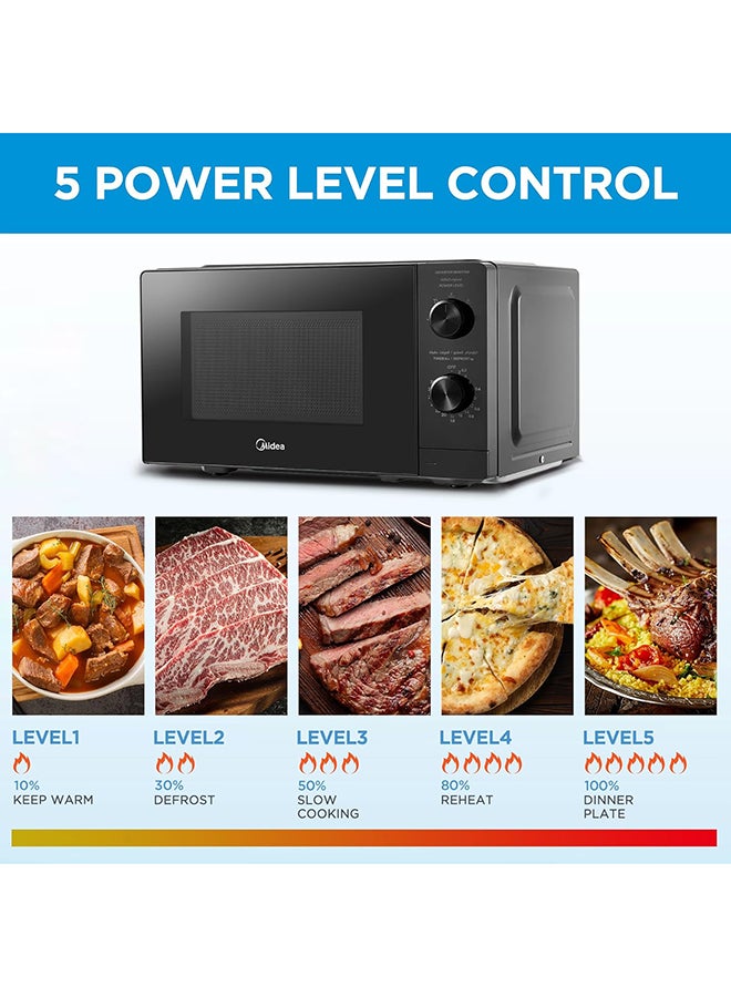 Midea 20 Litres Solo Microwave Oven with 5 Power Levels, 700W, Defrost Function, Inverter Quattro, Xmart Wave Technology, Push Button Door Opening, Good for Home And Office - 20 L 700 W MM7P012MZ-BK Black - Image 4