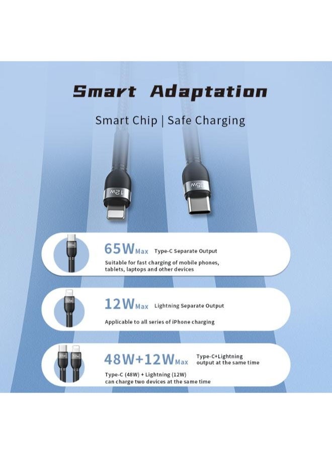ريتشي - كابل Recci RTC-T16 2 في 1 للشحن السريع بتقنية PD، بقوة 65 واط، من Lightning إلى Type-C، بطول 1.2 متر - Image 1