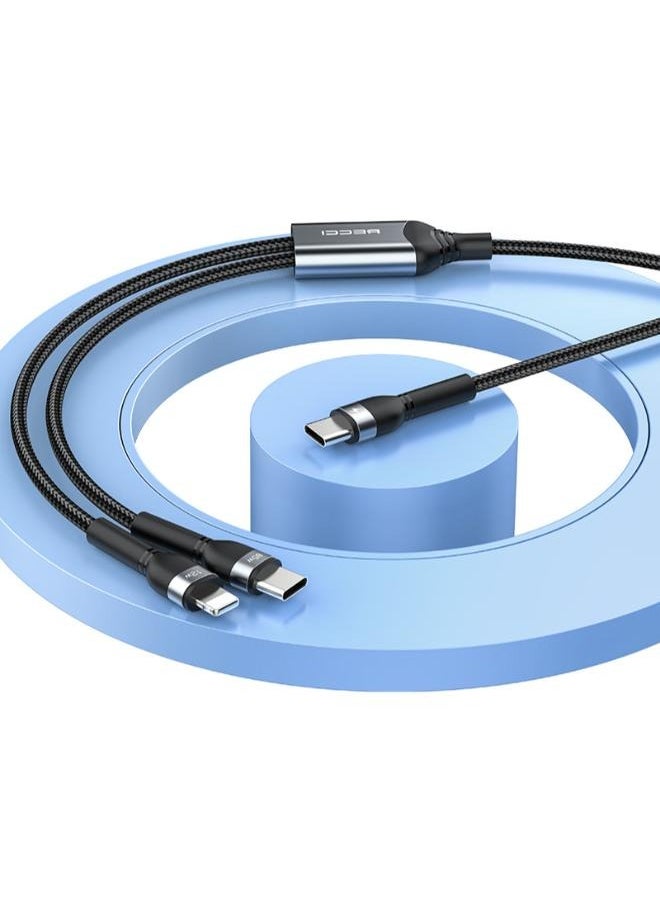 ريتشي - كابل Recci RTC-T16 2 في 1 للشحن السريع بتقنية PD، بقوة 65 واط، من Lightning إلى Type-C، بطول 1.2 متر - Image 1
