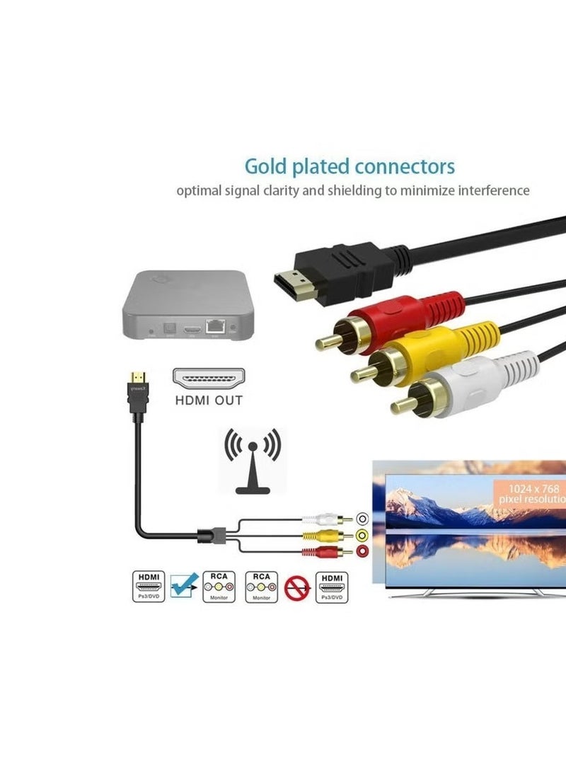 JAJEEK HDMI to RCA Cable 1.5M – HDMI Male to 3-RCA Video Audio AV Component Converter Adapter Cable for HDTV - Image 5